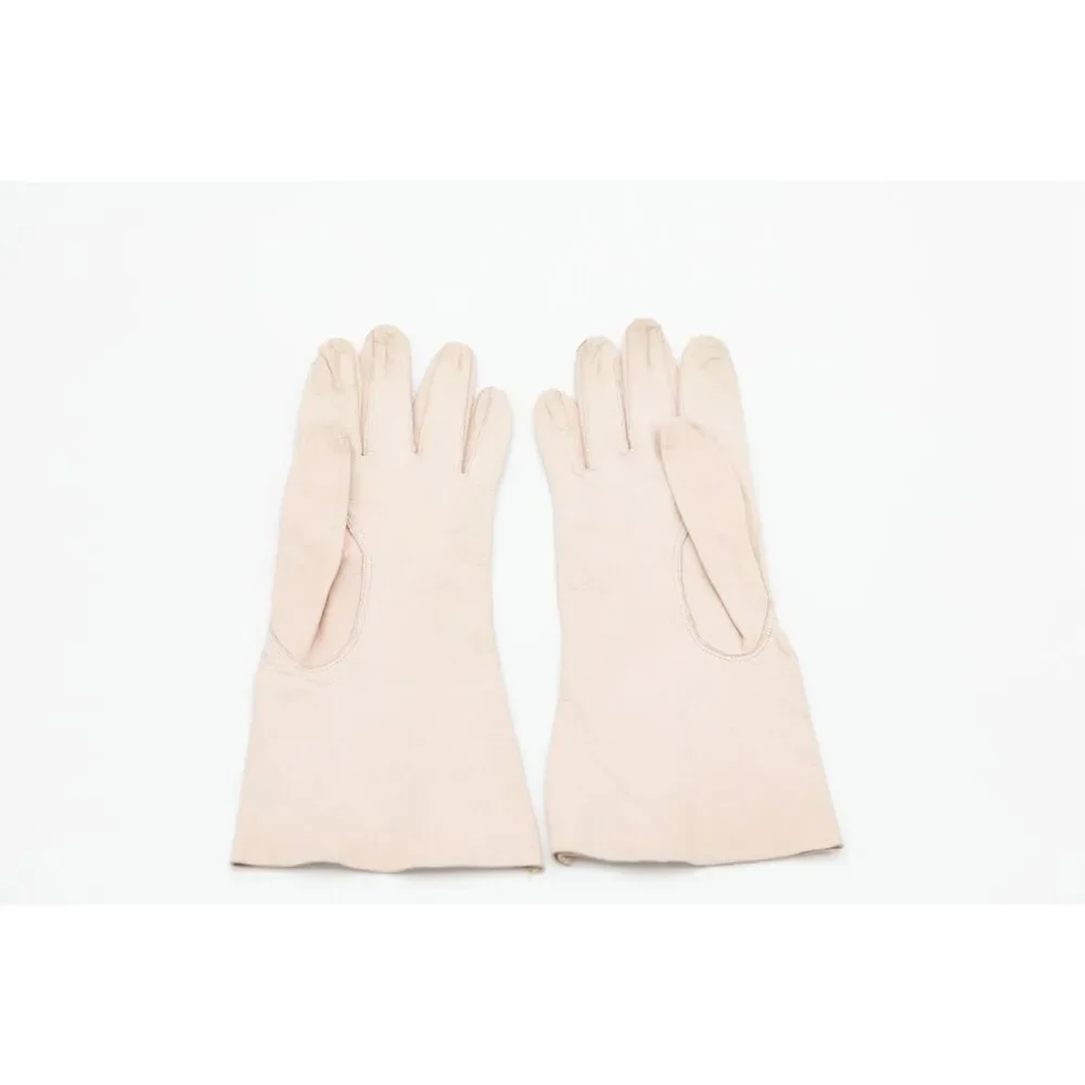 Vintage‎ 1950s Kid Leather Gloves Women’s Size 7 Pink Blue Stamp 10” Long